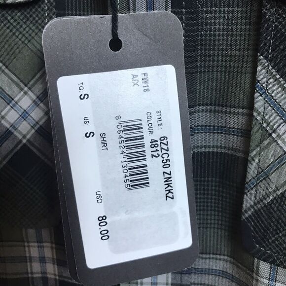 Armani Exchange AX Shirt Mens S Long Sleeve Green Plaid Regular Fit Cotton $80 - Picture 4 of 5